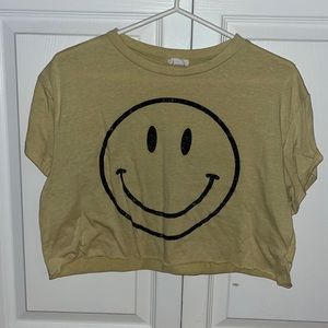 yellow smiley face cropped t shirt